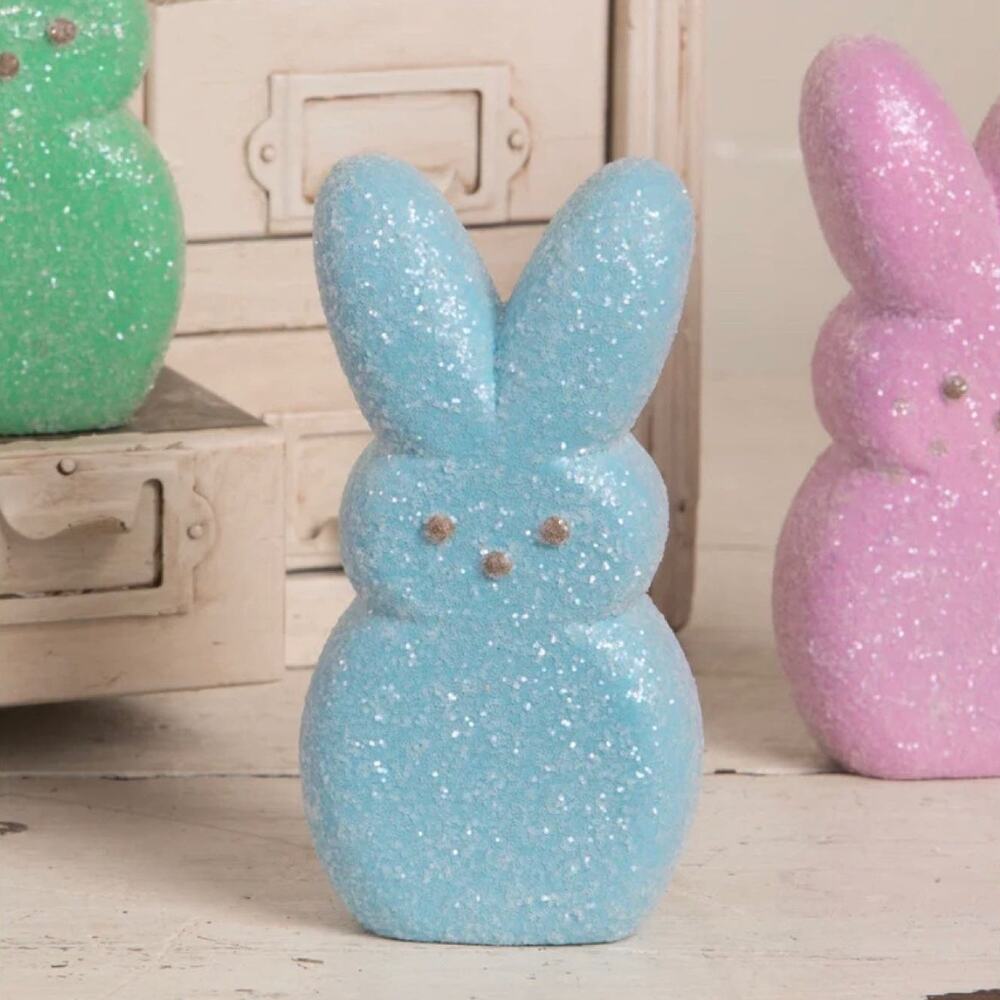 Bethany Lowe Easter Peeps Blue 6” Peep Bunny Figure